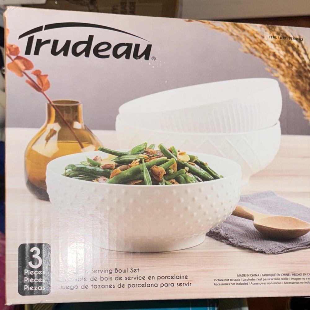 Trudeau White Porcelain Serving Bowl Set